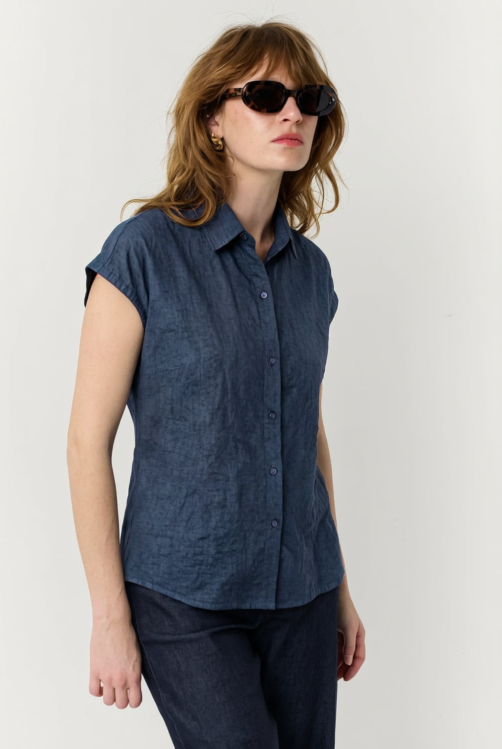 חולצה מכופתרת Victoria כחול כהה