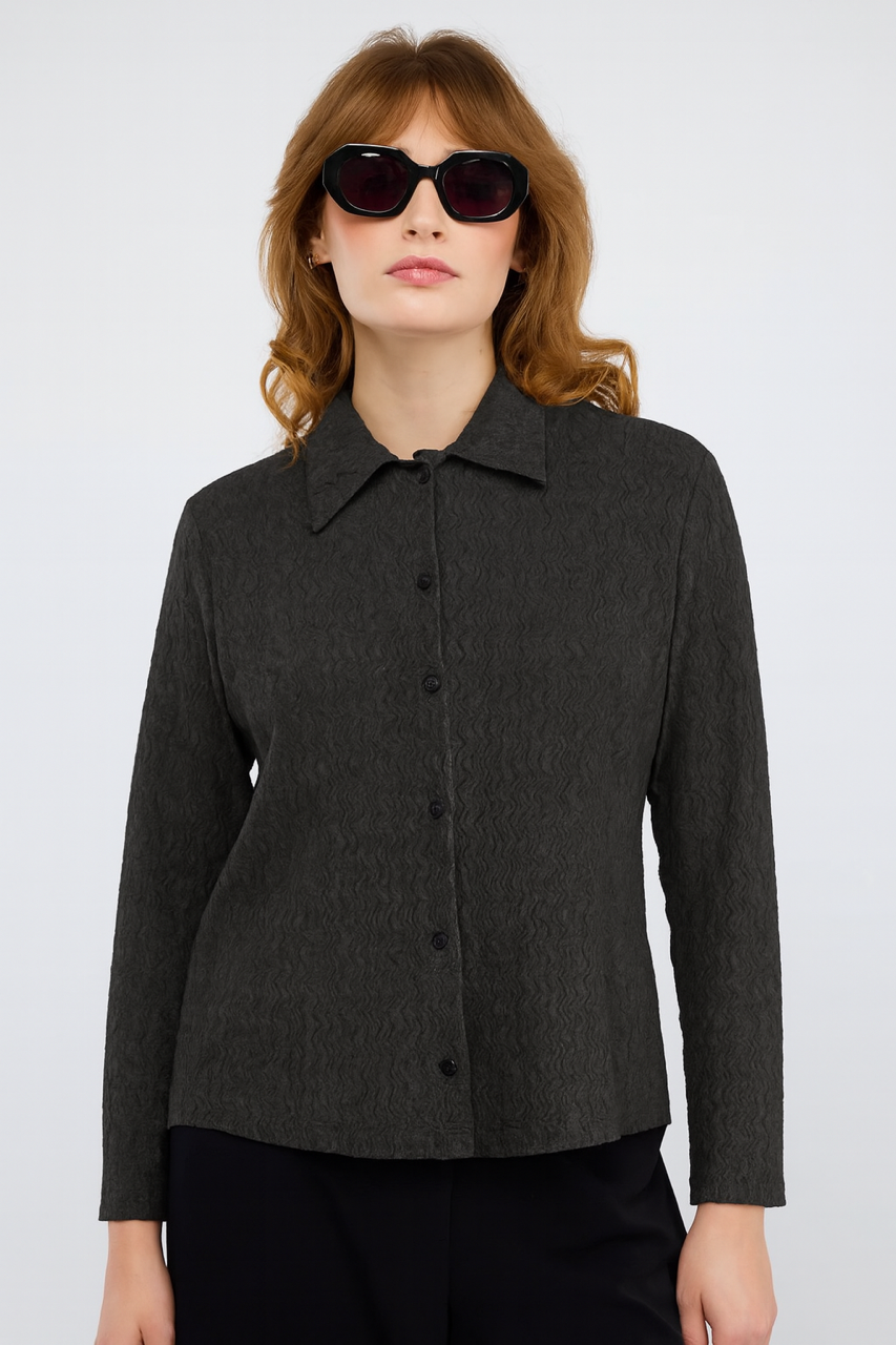 חולצה ג'אקרד Tuma בשחור פחם