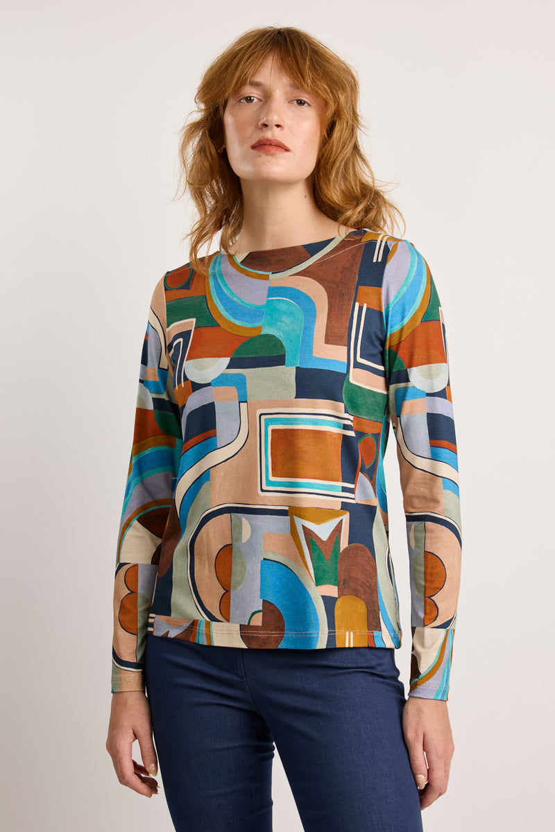 Abstract Shirt in Blues