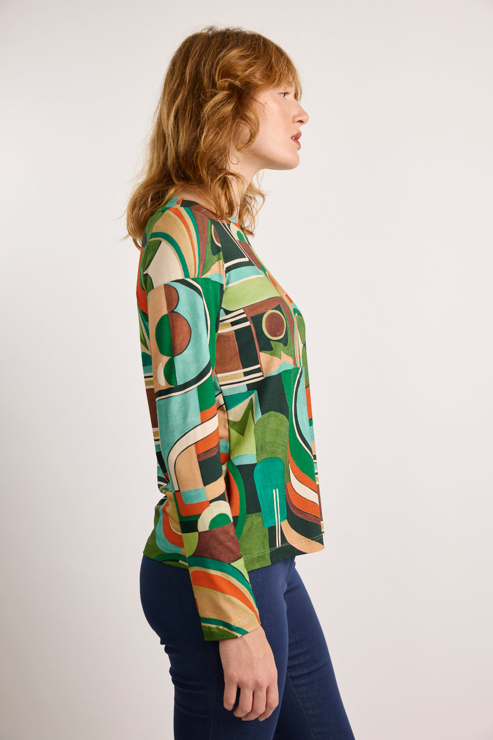 Abstract Shirt in Greens