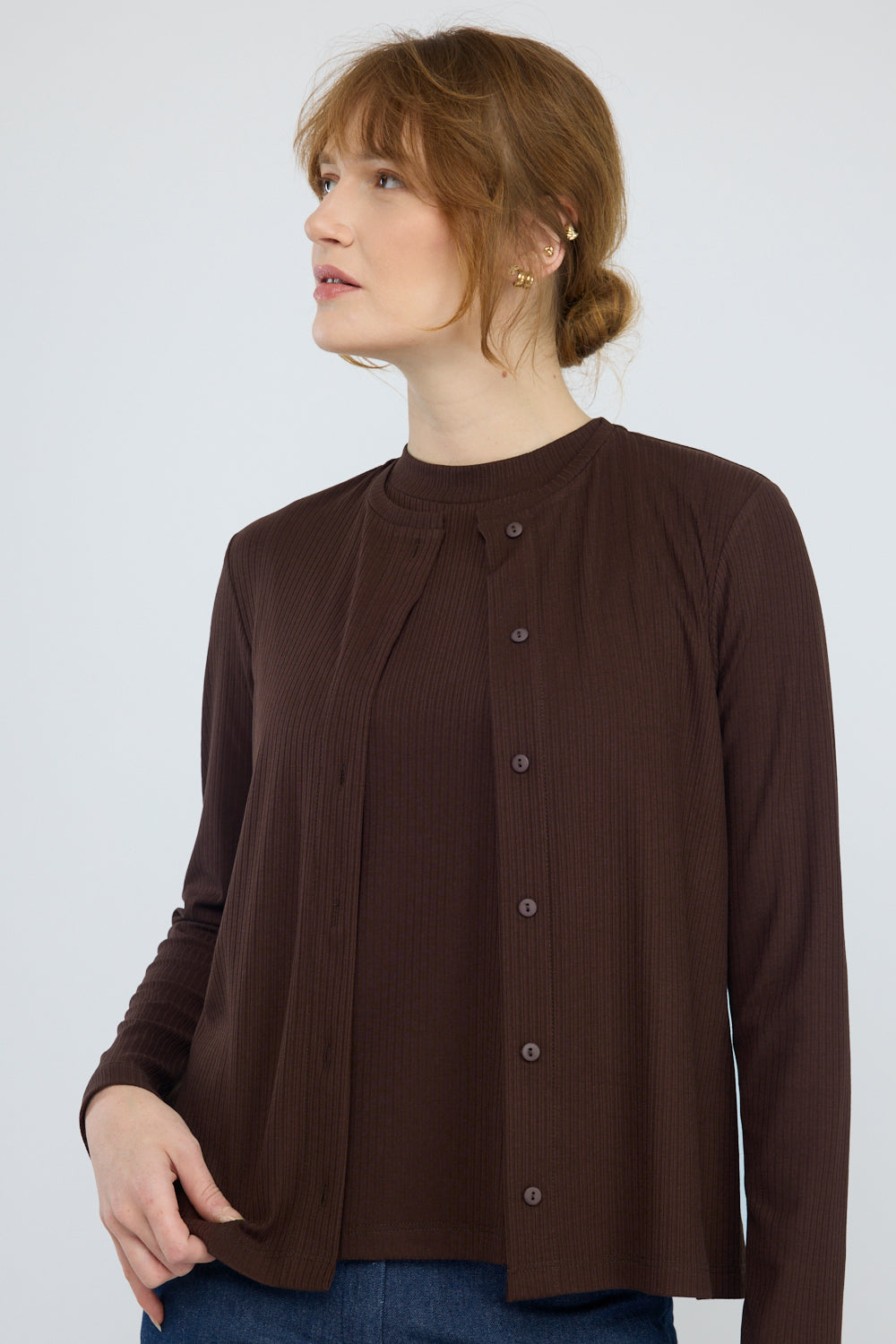 קרדיגן Earth בחום כהה