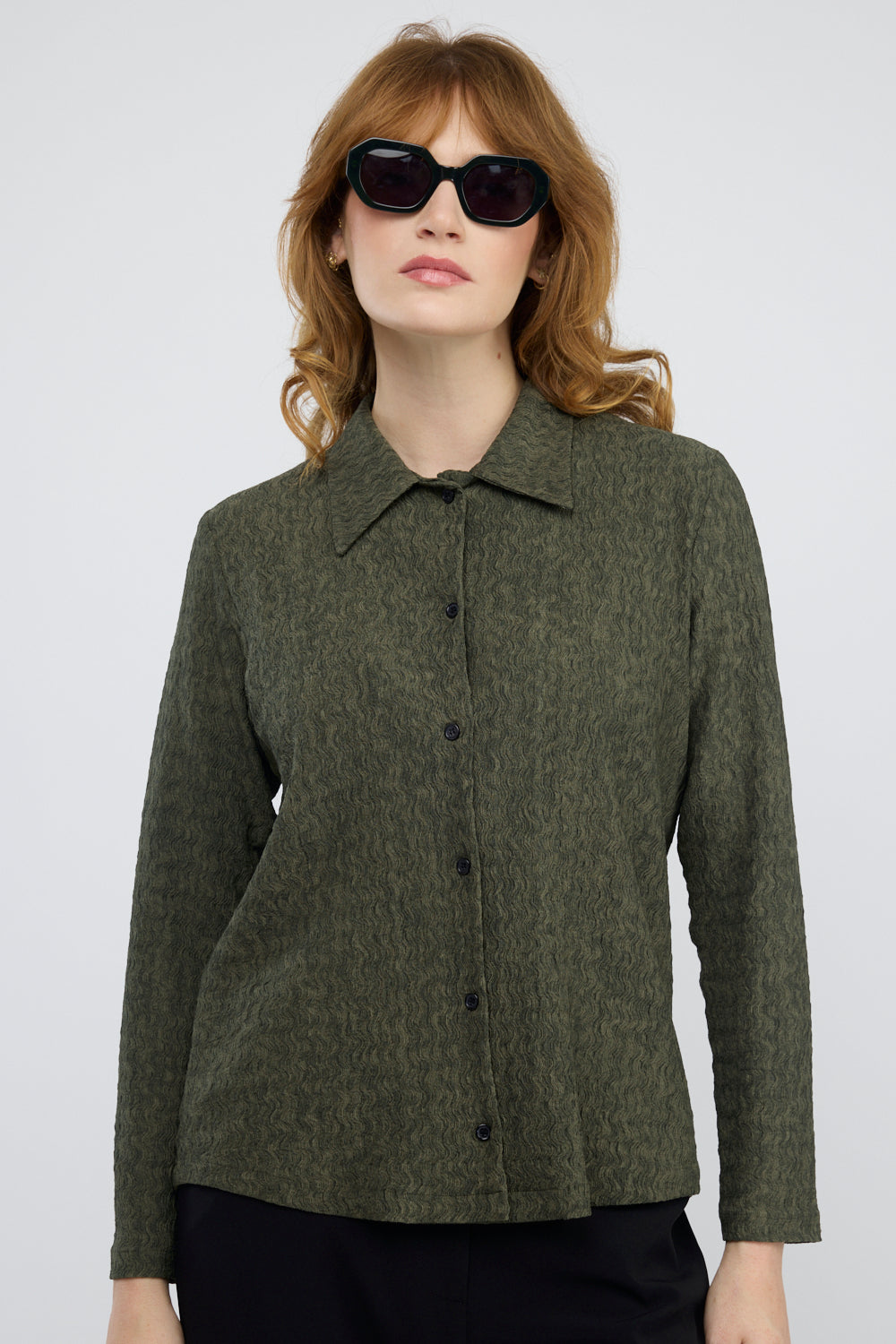 חולצה ג'אקרד Tuma בירוק זית