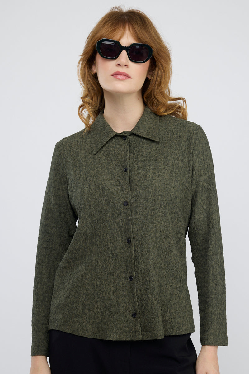חולצה ג'אקרד Tuma בירוק זית