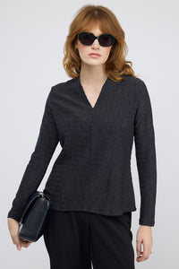 חולצה ג'אקרד Talia בשחור פחם