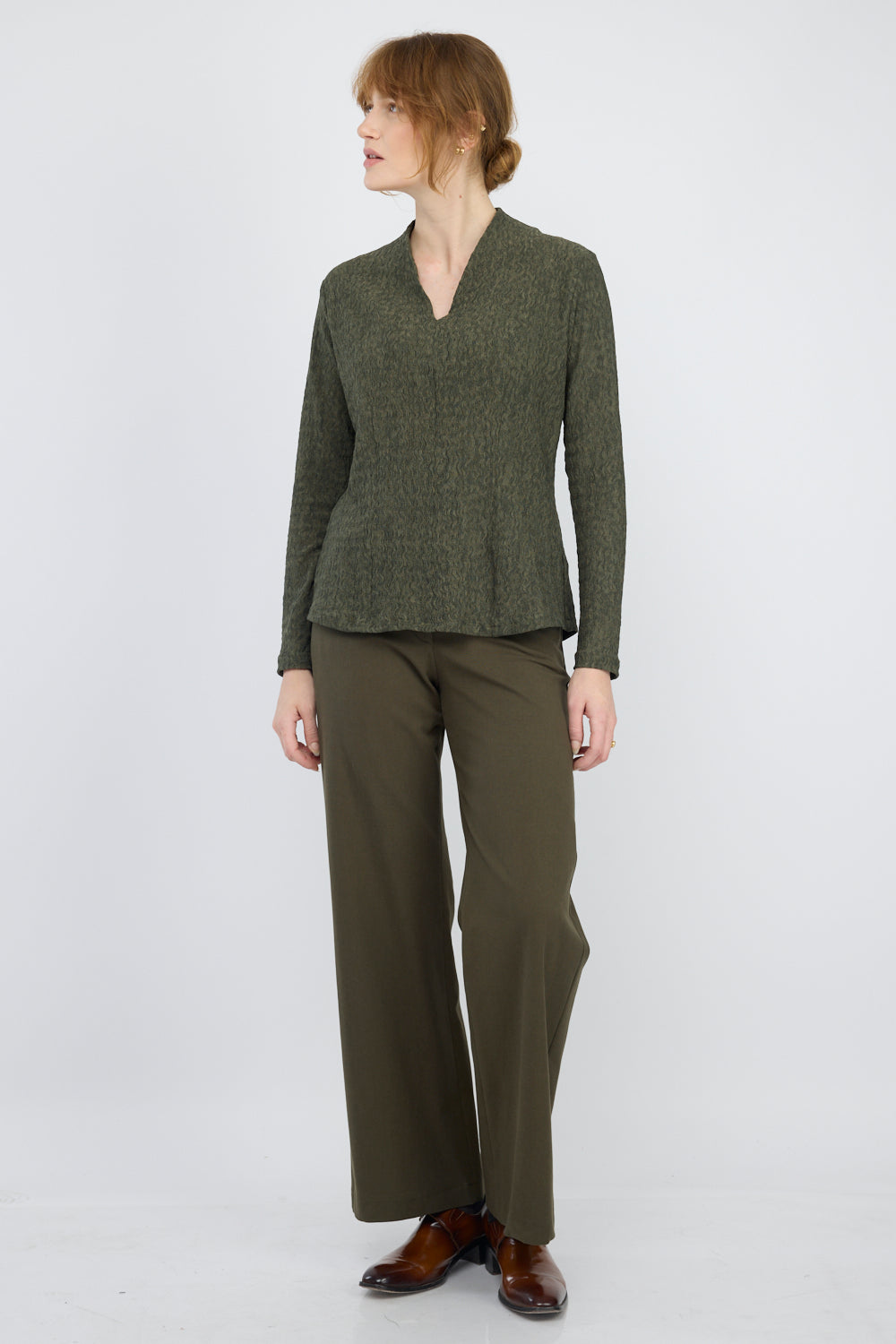 חולצה ג'אקרד Talia בירוק זית