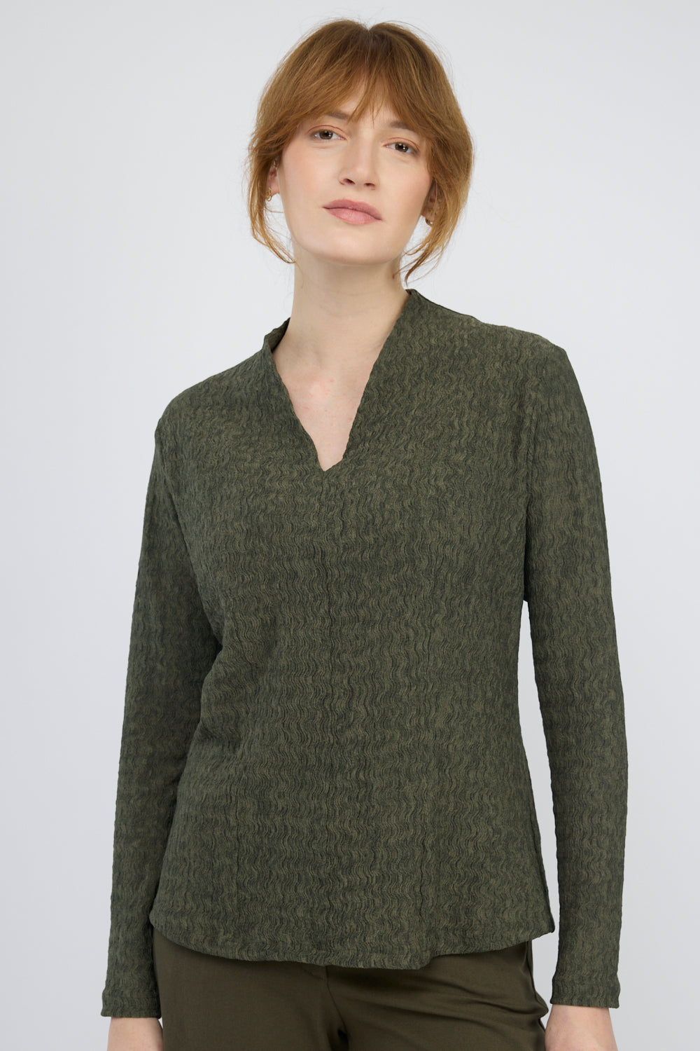 חולצה ג'אקרד Talia בירוק זית