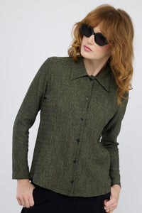 חולצה ג'אקרד Tuma בירוק זית