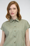 Victoria Button-Up Shirt in Green Floral Print