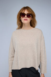 Lily Sweater with Cashmere in Stone Melange