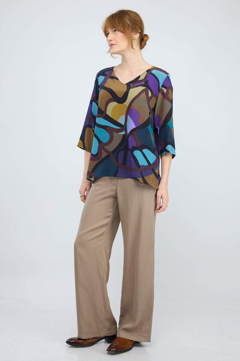 חולצה משי Silky דפוס 3