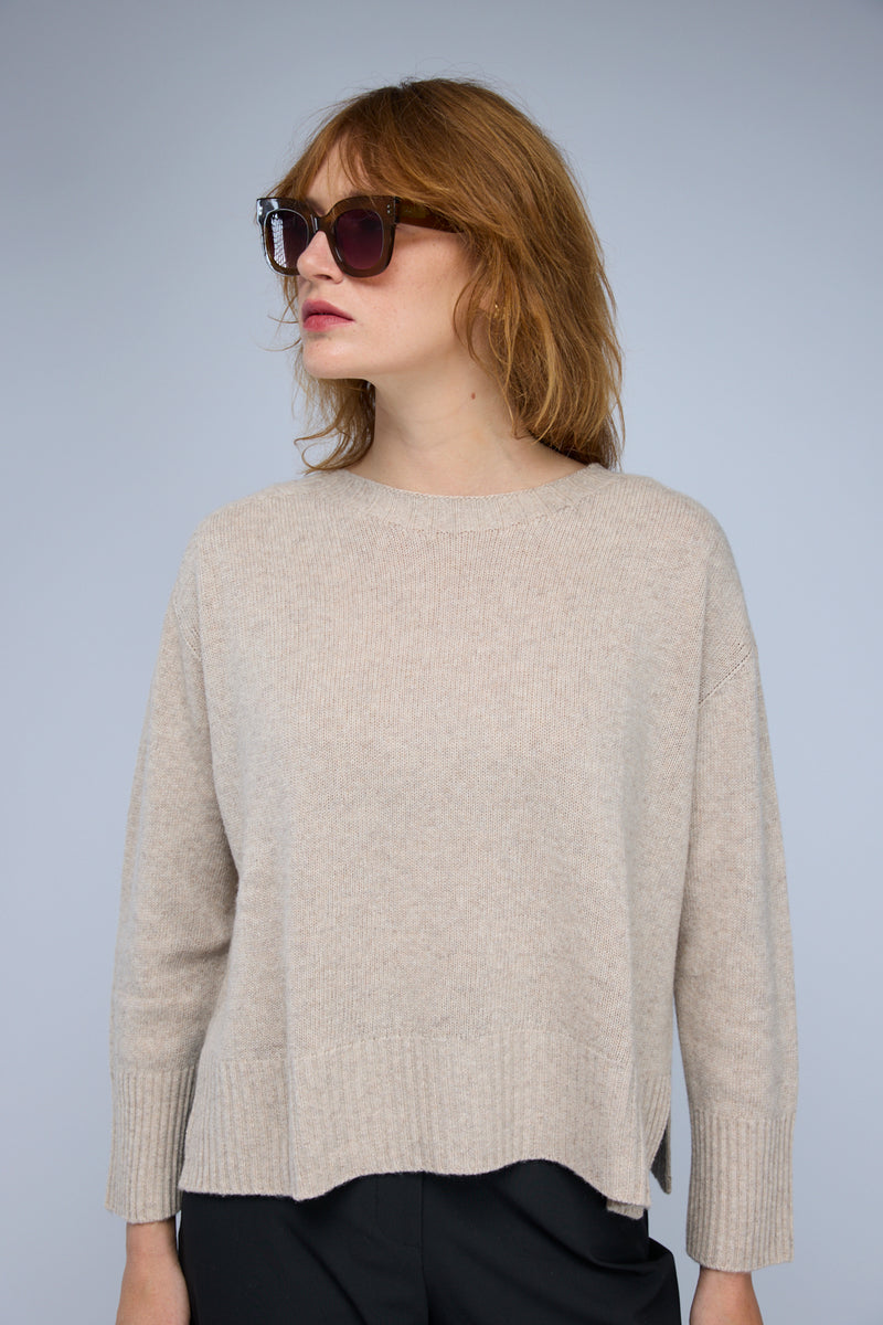 Lily Sweater with Cashmere in Stone Melange