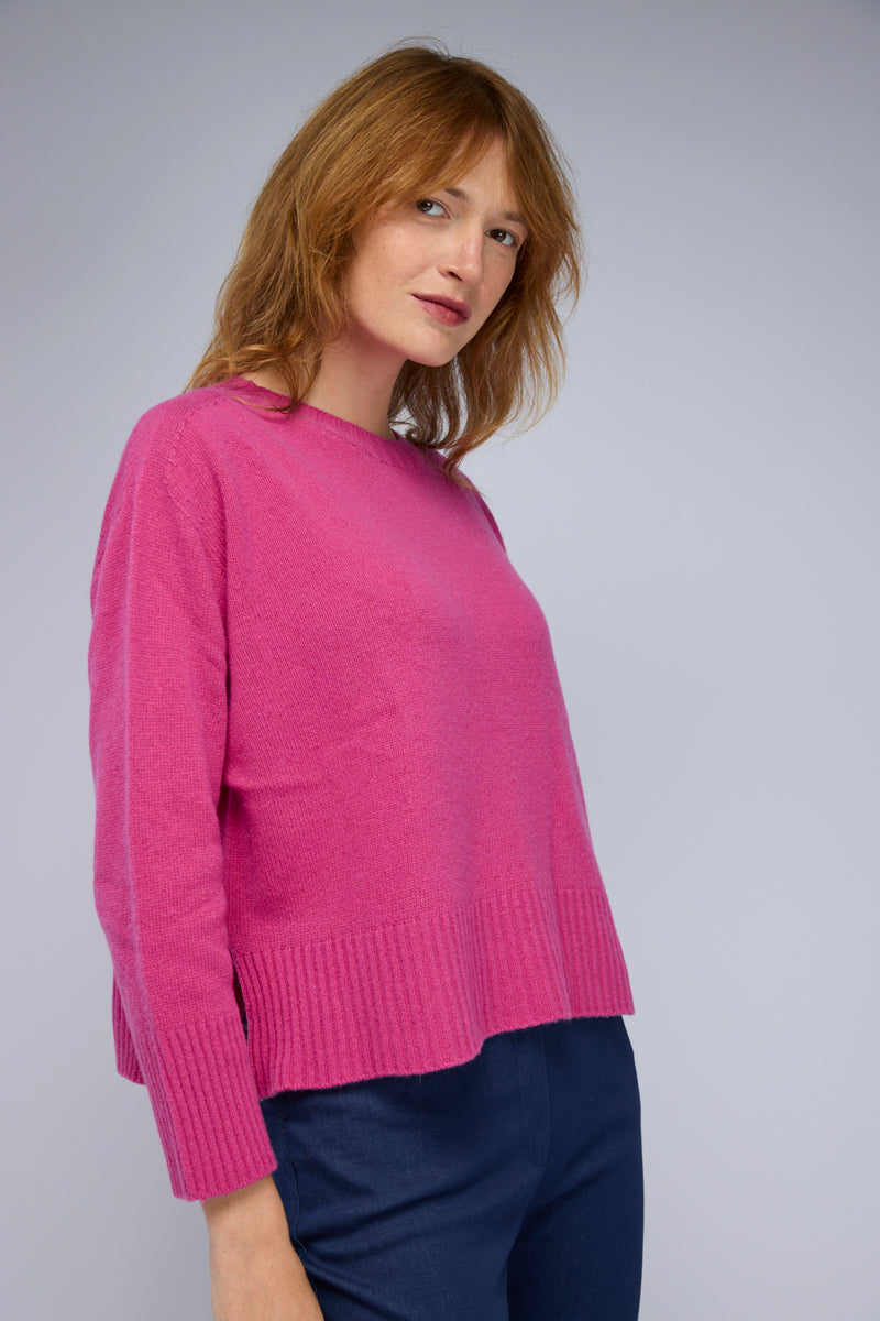 Lily Sweater with Cashmere in Fuchsia