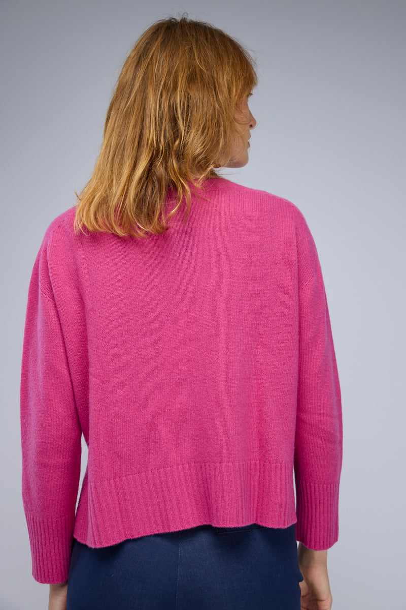 Lily Sweater with Cashmere in Fuchsia