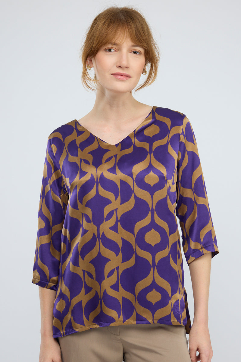 חולצה משי Silky דפוס 1