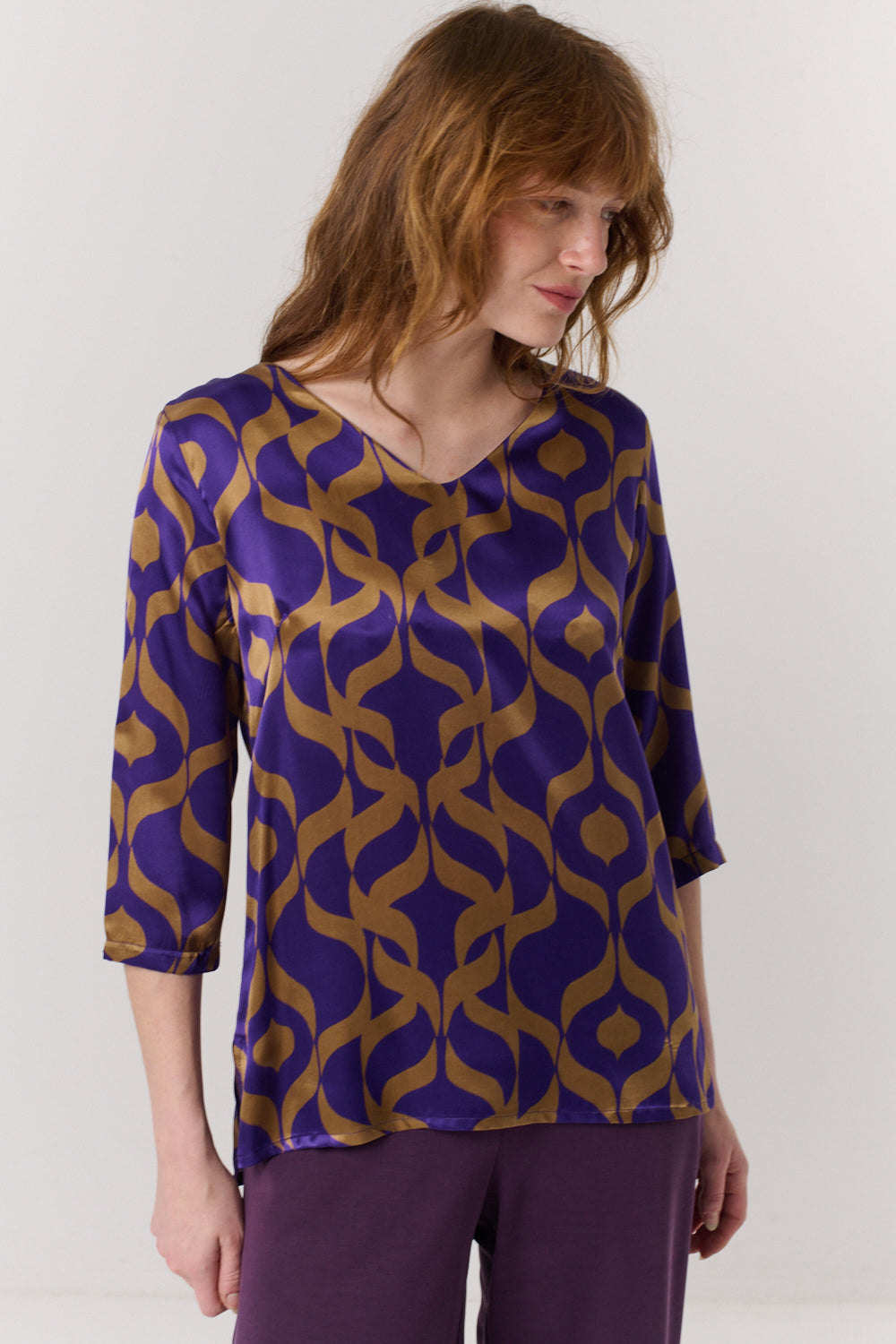 חולצה משי Silky דפוס 1 - Flo by Ella Braitman