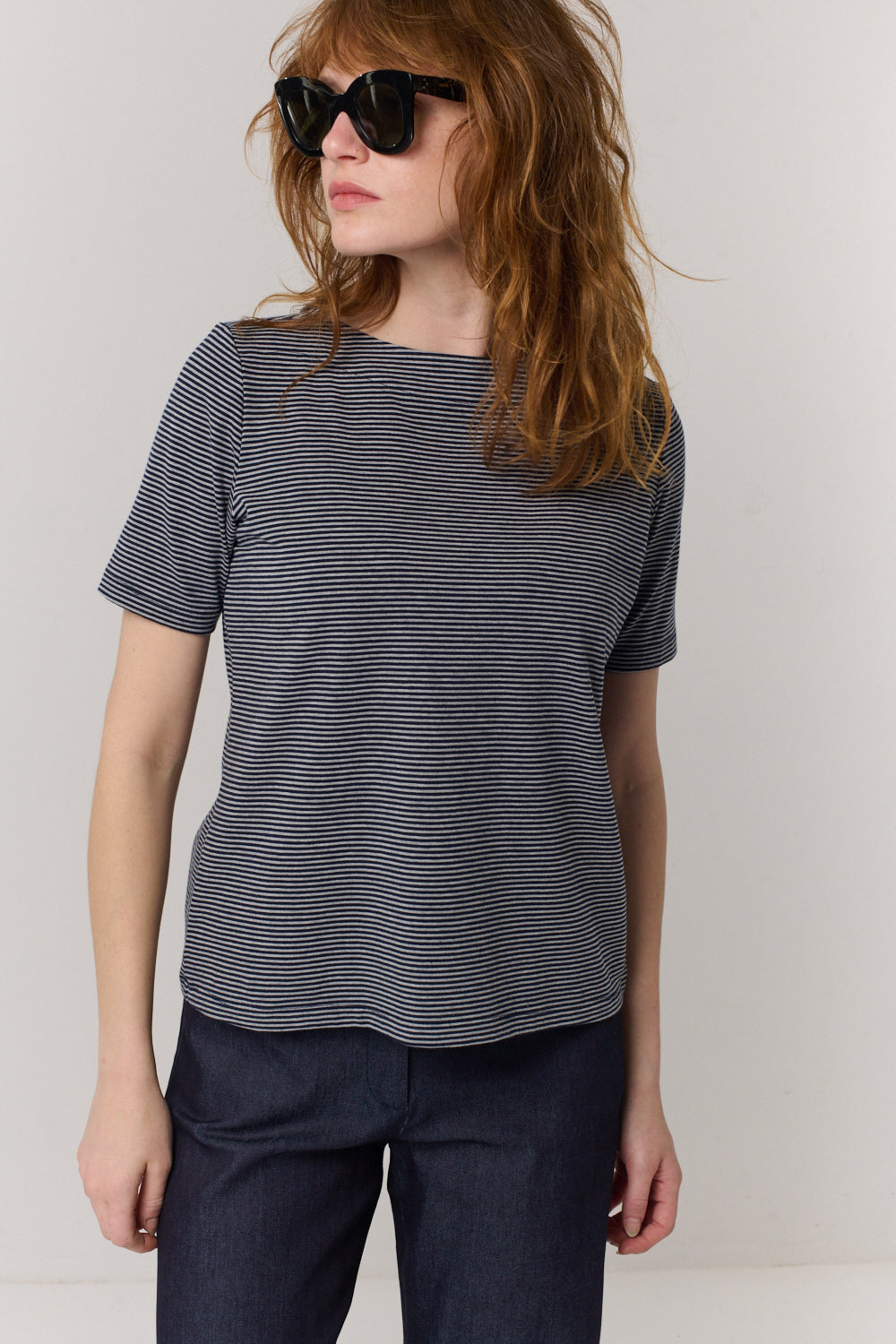 חולצה Nellie בכחול כהה-אפור - Flo by Ella Braitman